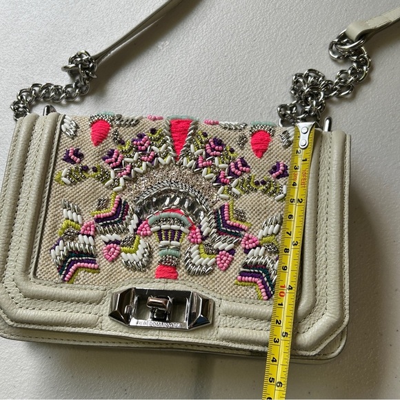 Rebecca Minkoff Beaded Cream Crossbody Bag with Chain Strap - Picture 9 of 12